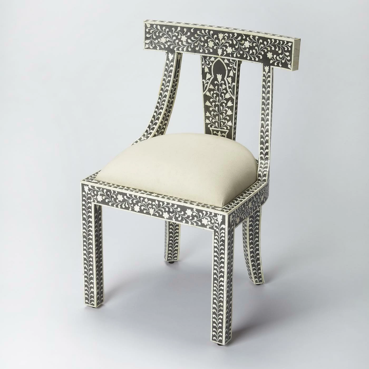 Best Sale π Butler Specialty Armless Chairs Butler Victorian Garden Black Bone Inlay Armless Accent Chair π