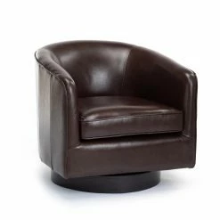 Outlet โญ Barrel Chairs Comfort Pointe Turner Top Grain Leather Swivel Barrel Chair โญ