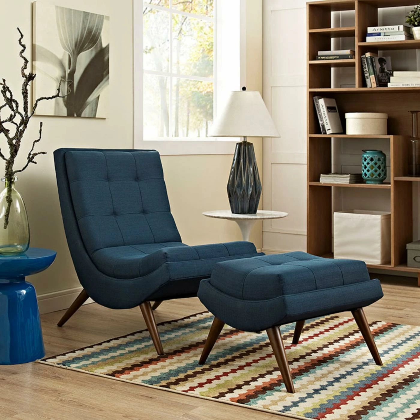 Deals ๐ Armless Chairs Modway Ramp Fabric Lounge Chair With Ottoman ๐