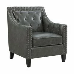 Promo ๐ Club Chairs Picket House Furnishings Tessa Faux Leather Button Tufted Club Chair ๐