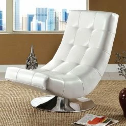 Deals ❤️ Armless Chairs Furniture Of America Moona Tufted Leatherette Swivel Chair 👍