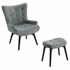 Brand new ✔️ Wingback Chairs HN Home Luna Mid-Century Modern Accent Chair With Footstool ⌛