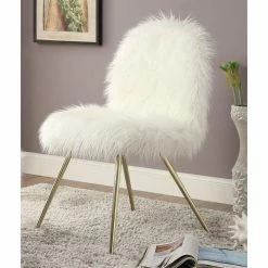 Flash Sale ๐คฉ Armless Chairs Furniture Of America Lorelei Faux Fur Accent Chair ๐งจ