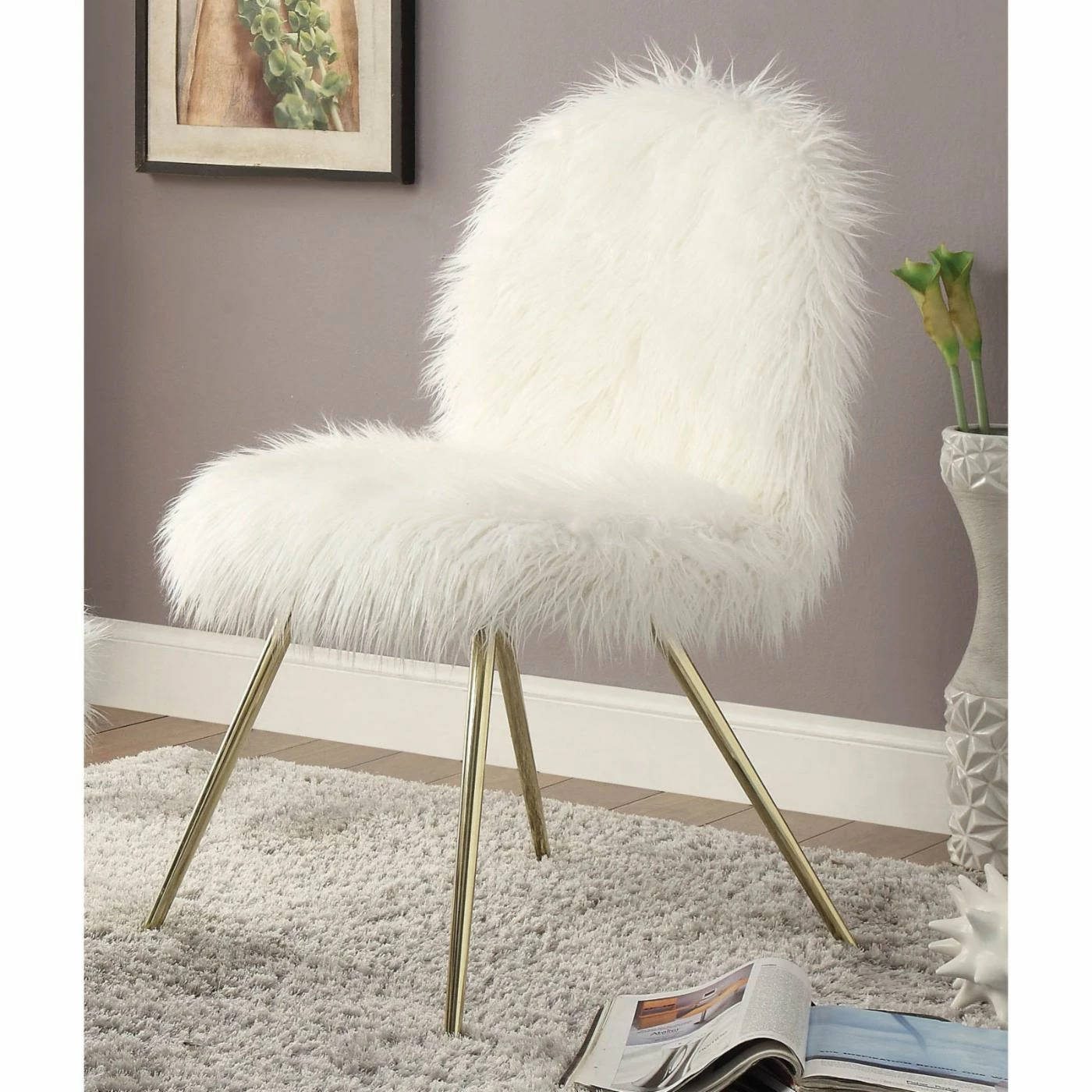 Flash Sale ๐คฉ Armless Chairs Furniture Of America Lorelei Faux Fur Accent Chair ๐งจ