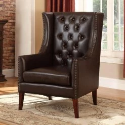 New 🔥 Wingback Chairs Best Master Furniture Traditional Faux Leather Executive Wingback Chair 🌟
