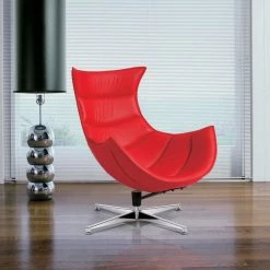 Coupon ⭐ Egg Chairs Flash Furniture Leather Swivel Cocoon Chair With Curved Arms 🔔