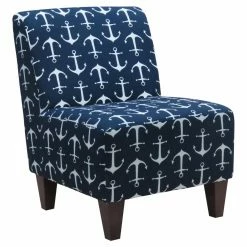 Hot Sale 🌟 Armless Chairs Fox Hill Penelope Armless Slipper Chair - Sailor Anchor Print 🧨