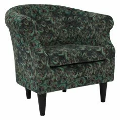 Best Sale ๐ Barrel Chairs Fox Hill Nikole Peacock Print Club Chair ๐