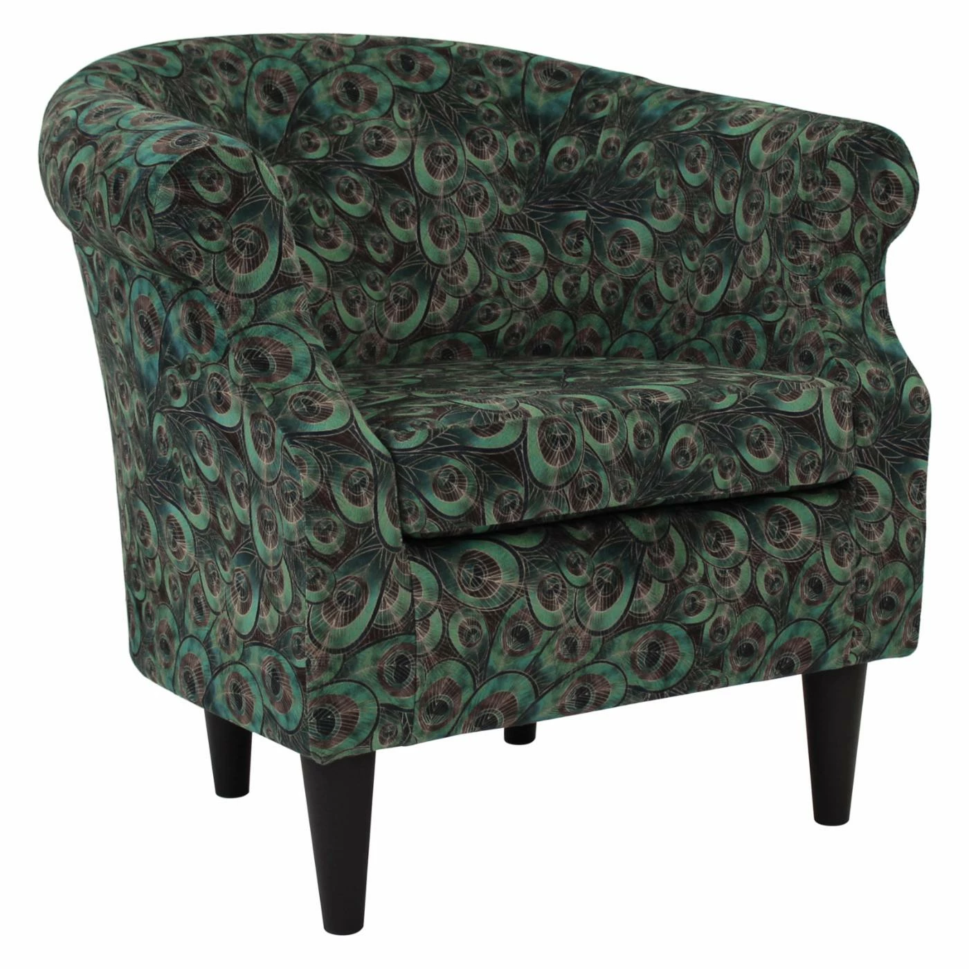 Best Sale π Barrel Chairs Fox Hill Nikole Peacock Print Club Chair π