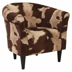 Promo 🔔 Barrel Chairs Fox Hill Savannah Cow Hide Print Club Chair 👏