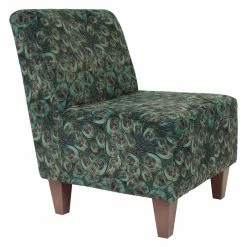 New 🥰 Slipper Chairs Fox Hill Penelope Peacock Print Armless Slipper Chair 🥰