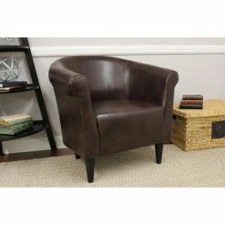 Promo 💯 Barrel Chairs Fox Hill Savannah Leatherette Club Chair 🛒