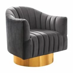 Deals ๐ Barrel Chairs Hi-Line Gift Ltd. Velvet Chair With Gold Swivel Base ๐