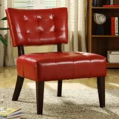 Outlet 🔥 Armless Chairs Chelsea Lane Breanne Accent Chair - Red 😉