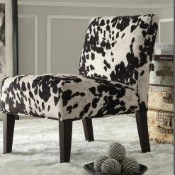 Best Sale 🧨 Armless Chairs Weston Home Black Cow Hide Lounger Chair 🌟