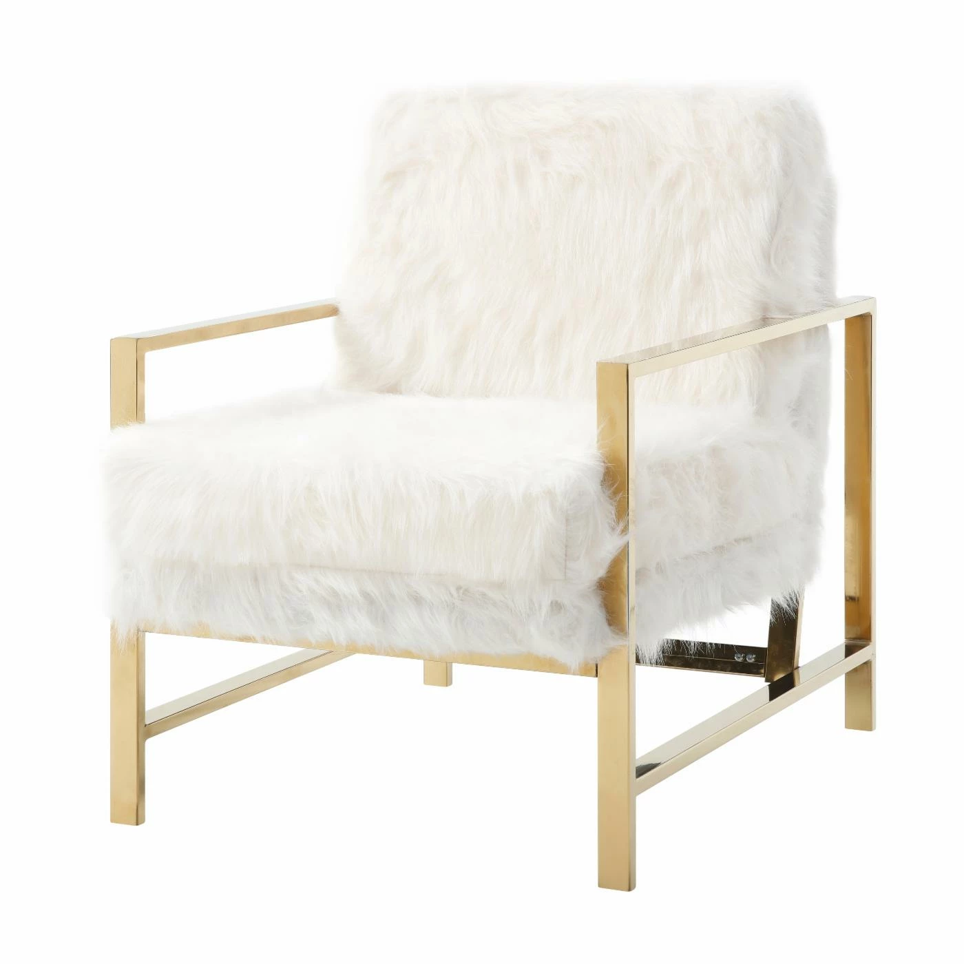 Buy ๐ Arm Chairs Hodedah Imports Glam Faux Fur Upholstered Accent Chair โค๏ธ