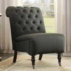Best reviews of ๐ Armless Chairs Linon Cora Roll Back Tufted Chair โญ