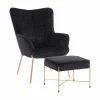 Best Sale ✔️ Arm Chairs LumiSource Izzy Contemporary Velvet Lounge Chair And Ottoman Set ✔️