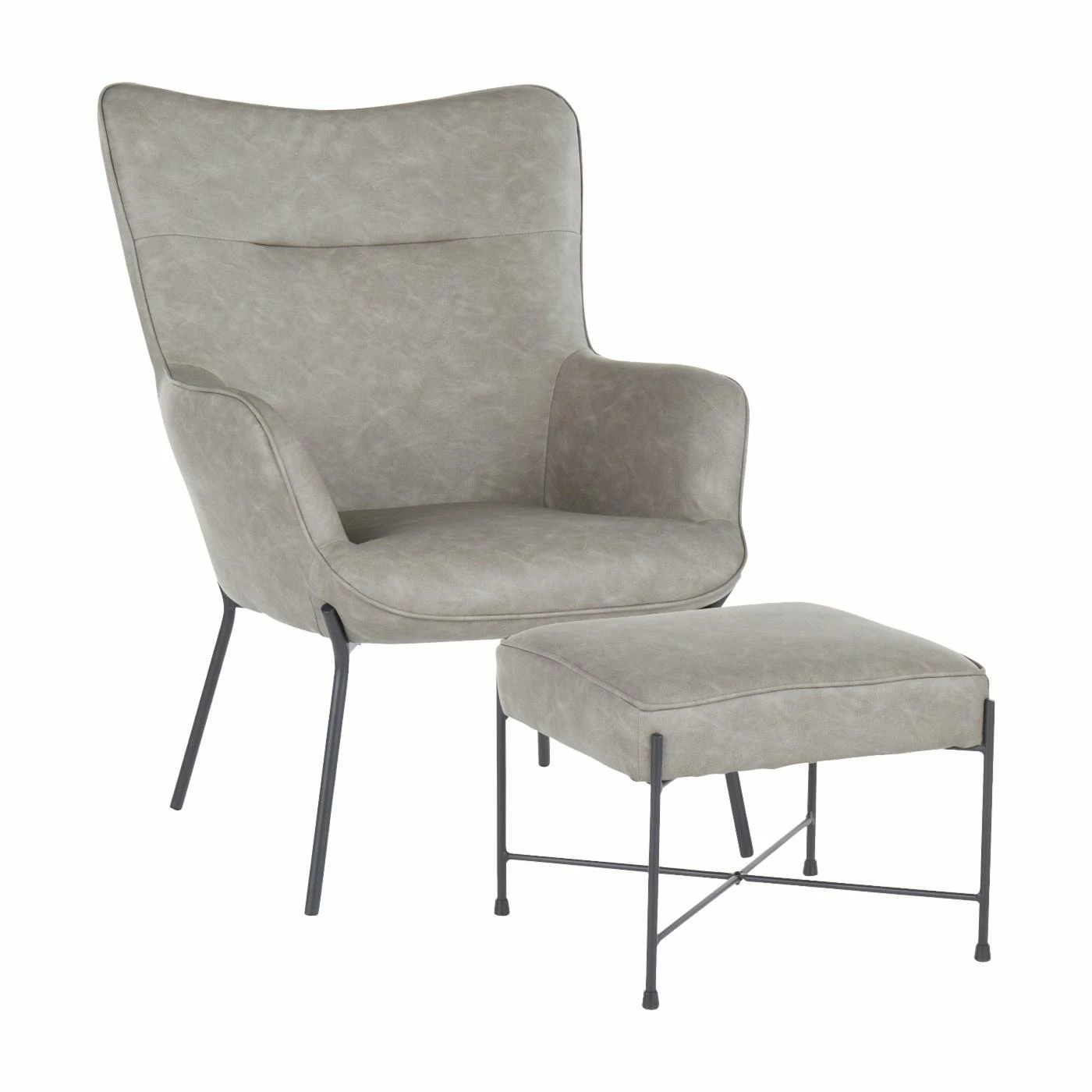 Buy π― Arm Chairs LumiSource Izzy Industrial Faux Leather Lounge Chair With Ottoman π―