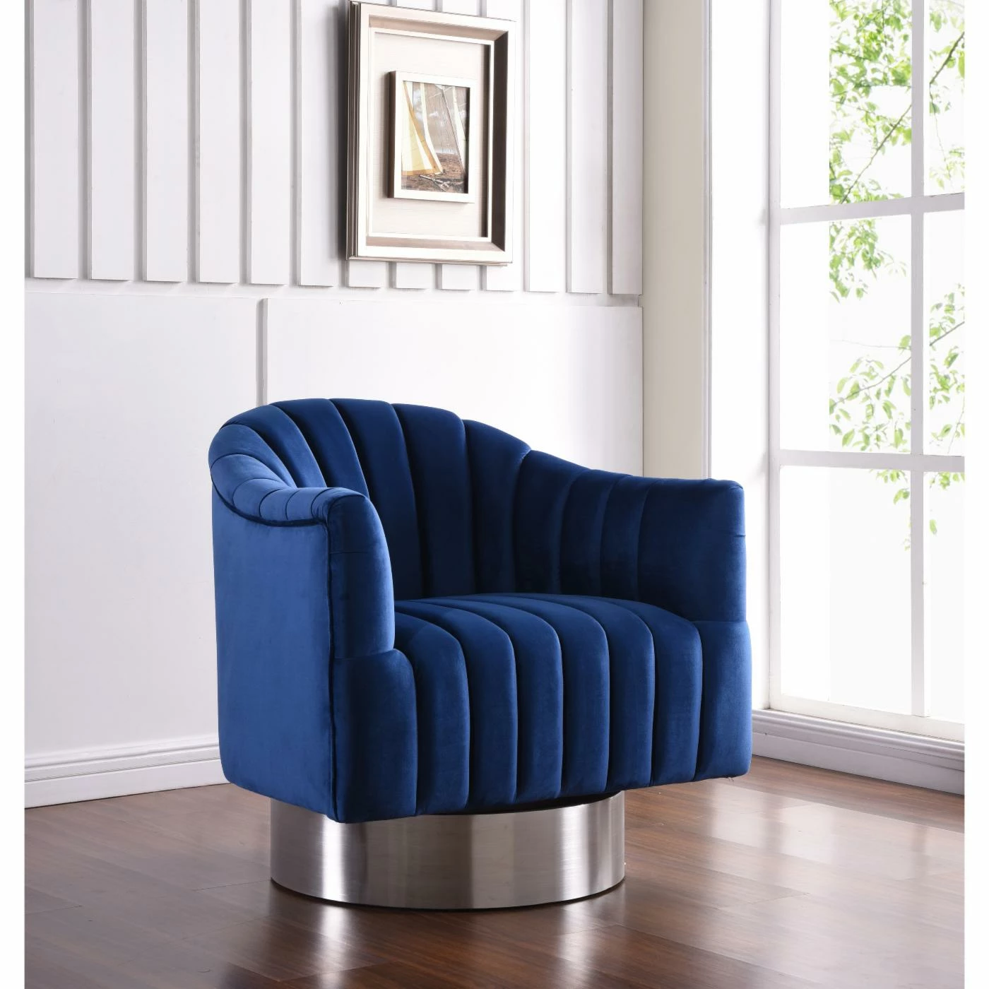 Hot Sale π€© Barrel Chairs Meridian Furniture Inc Farrah Velvet Accent Chair π₯°