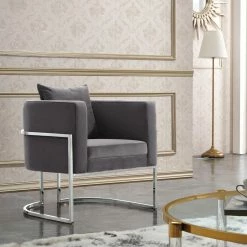 Budget โ Barrel Chairs Meridian Furniture Inc Pippa Velvet Accent Chair ๐ฅ