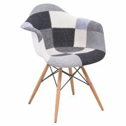 Best Pirce 🎁 Arm Chairs LeisureMod Willow Patchwork Fabric Eiffel Base Accent Chair 🔥