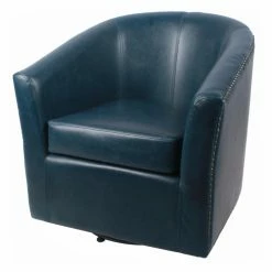 Coupon ⌛ Barrel Chairs New Pacific Direct Inc Ernest Bonded Leather Swivel Accent Chair ⭐