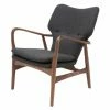New 🔔 Arm Chairs Nuevo Patrik American Ash-Painted Walnut Lounge Chair - Dark Grey Tweed 👏