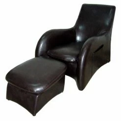 Discount 🧨 Arm Chairs Ore International Solo Chair With Separate Leg Rest - Dark Brown 😉