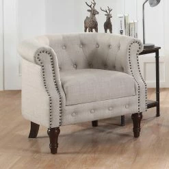 Coupon ✔️ Barrel Chairs Rosevera Da Vigo Tufted Barrel Club Chair With Nailhead Trim ⌛