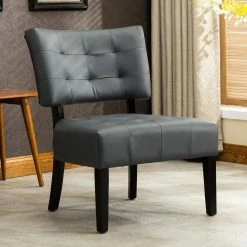 Best reviews of 🥰 Armless Chairs Roundhill Furniture Blended Leather Tufted Oversized Accent Chair 🎉