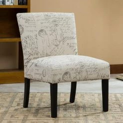 New ๐ Armless Chairs Roundhill Furniture Botticelli English Letter Print Armless Contemporary Accent Chair ๐ฏ