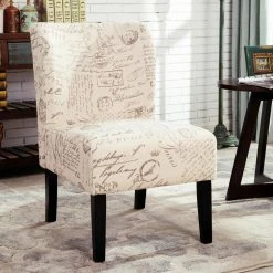 Budget 🤩 Armless Chairs Roundhill Furniture Capa English Letter Print Fabric Armless Contemporary Accent Chair 👏
