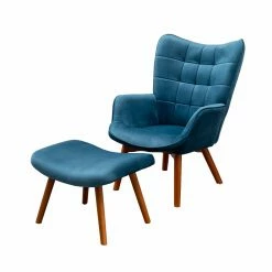 Discount 🧨 Wingback Chairs Roundhill Furniture Leiria Velvet Tufted Accent Chair With Ottoman 👍