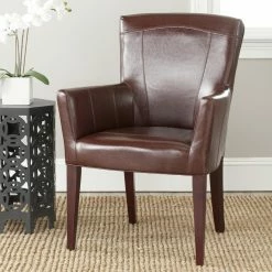 Deals ๐ Arm Chairs Safavieh Dale Leather Arm Chair - Brown ๐