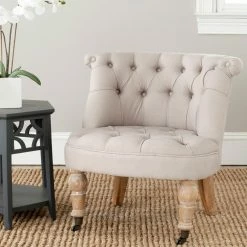 Promo ๐ฏ Armless Chairs Safavieh Carlin Tufted Chair - Taupe โ