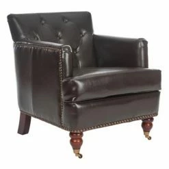 Cheap ❤️ Arm Chairs Safavieh Colin Leather Tufted Club Chair 🎉