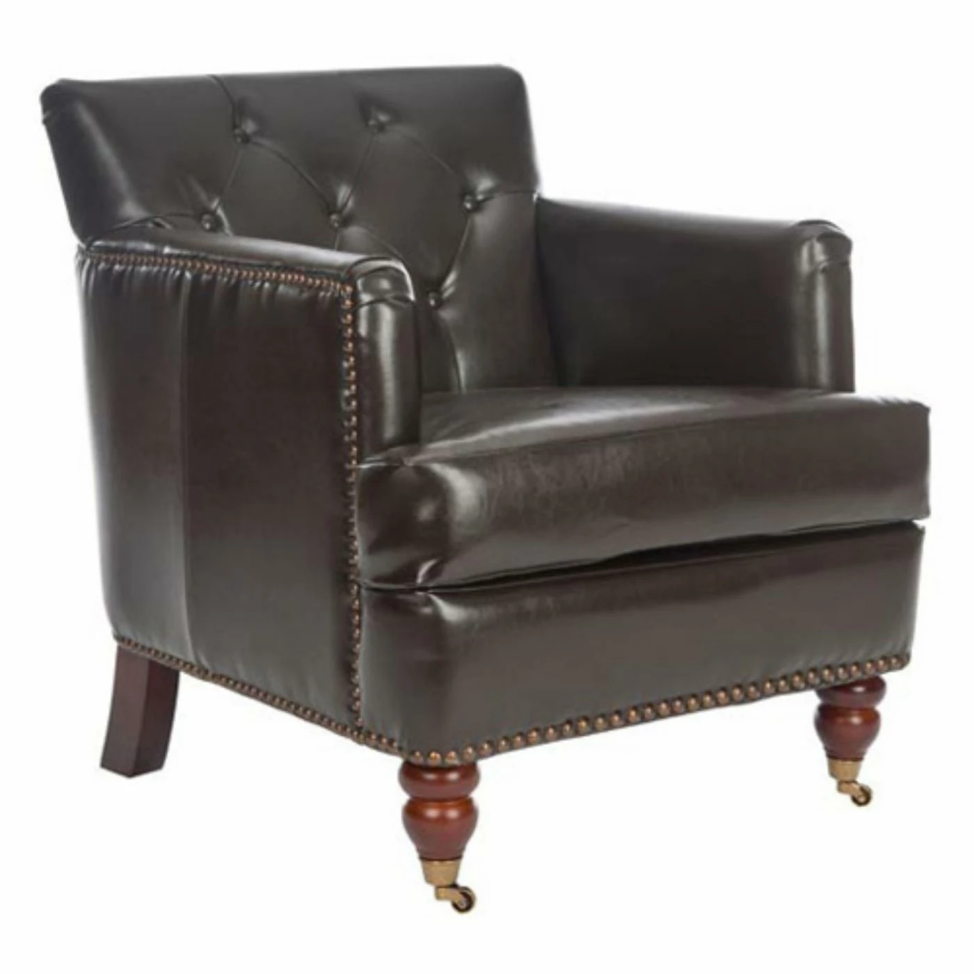 Cheap β€οΈ Arm Chairs Safavieh Colin Leather Tufted Club Chair π