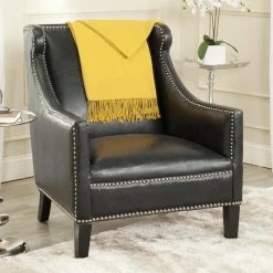 Wholesale ⌛ Arm Chairs HN Home Kent Transitional Leather Club Chair ⭐