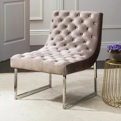 Buy 🛒 Armless Chairs Safavieh Hadley Velvet Tufted Accent Chair 🔥