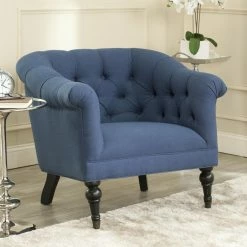 Wholesale 👍 Barrel Chairs Safavieh Nicolas Tufted Fabric Club Chair 👍