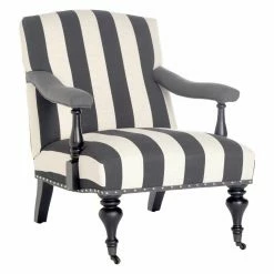 Hot Sale โค๏ธ Arm Chairs Safavieh Devona Awning Stripe Arm Chair With Silver Nail Heads ๐