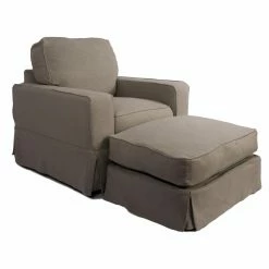 Budget ⌛ Arm Chairs Sunset Trading Americana Slipcovered Arm Chair And Ottoman 👏