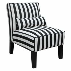 Budget ✔️ Skyline Furniture Armless Chairs Skyline Armless Chair - Canopy Stripe Black/White 🎉