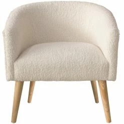 Hot Sale ⭐ Barrel Chairs Skyline Furniture Sheepskin Natural Deco Accent Chair 👍