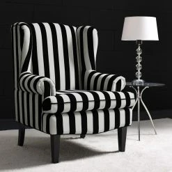 Deals 💯 Wingback Chairs TOV Furniture Paris Velvet Wingback Chair - Black/White 🎉