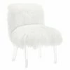 Cheapest 💯 Armless Chairs TOV Furniture Sophie Sheepskin Lucite Chair - White 😀