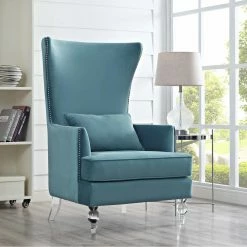 Best deal ๐ Wingback Chairs TOV Furniture Bristol Velvet Chair With Lucite Legs ๐