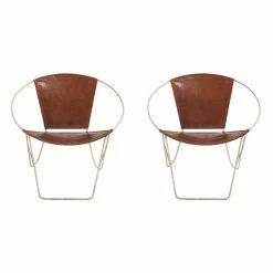 Cheap 👏 Barrel Chairs DecMode Metal/Leather Accent Chair - Set Of 2 🔥