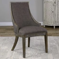 Wholesale 👍 Arm Chairs Uttermost Aidrian Charcoal Gray Accent Chair ⭐